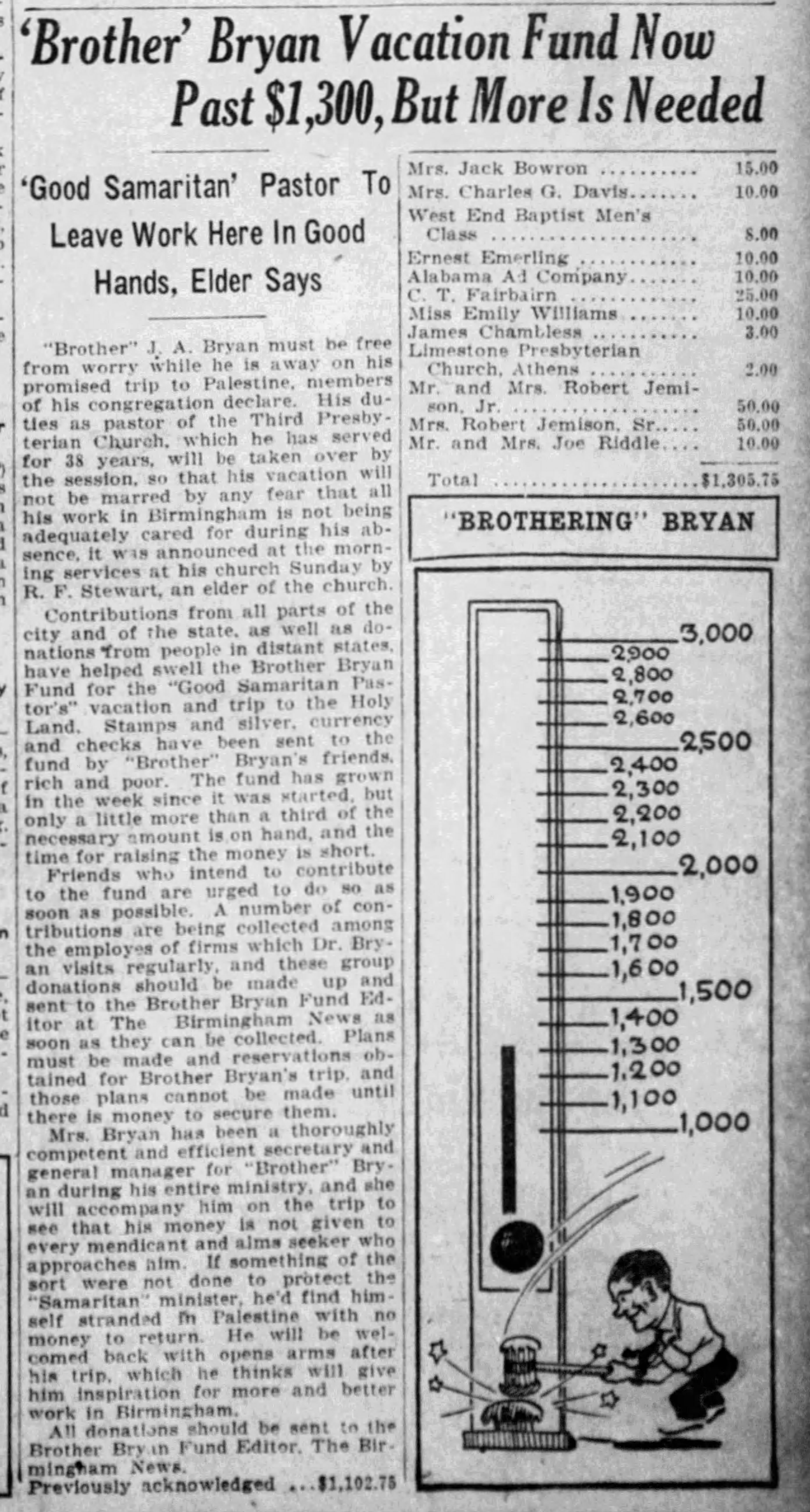 Brother' Bryan Vacation Fund Now Past $1,300, But More Is Needed